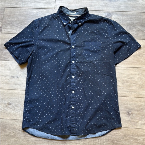 Men's Navy Blue Patterned Shirt - Picture 1 of 7